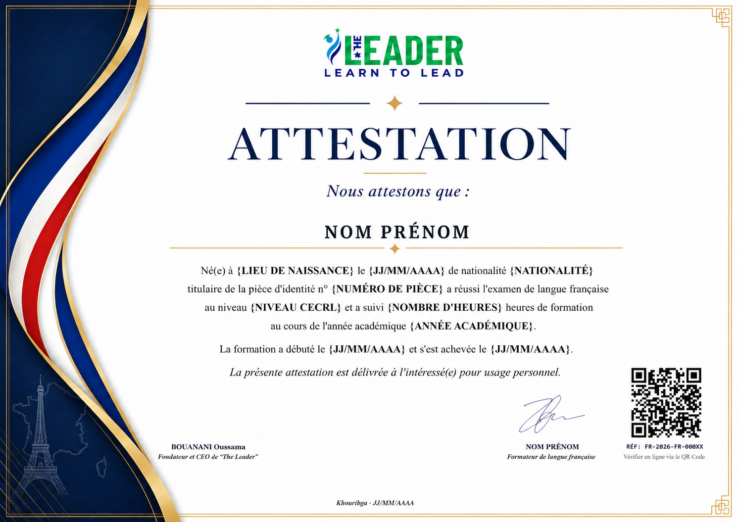 Aperçu de l’attestation de formation