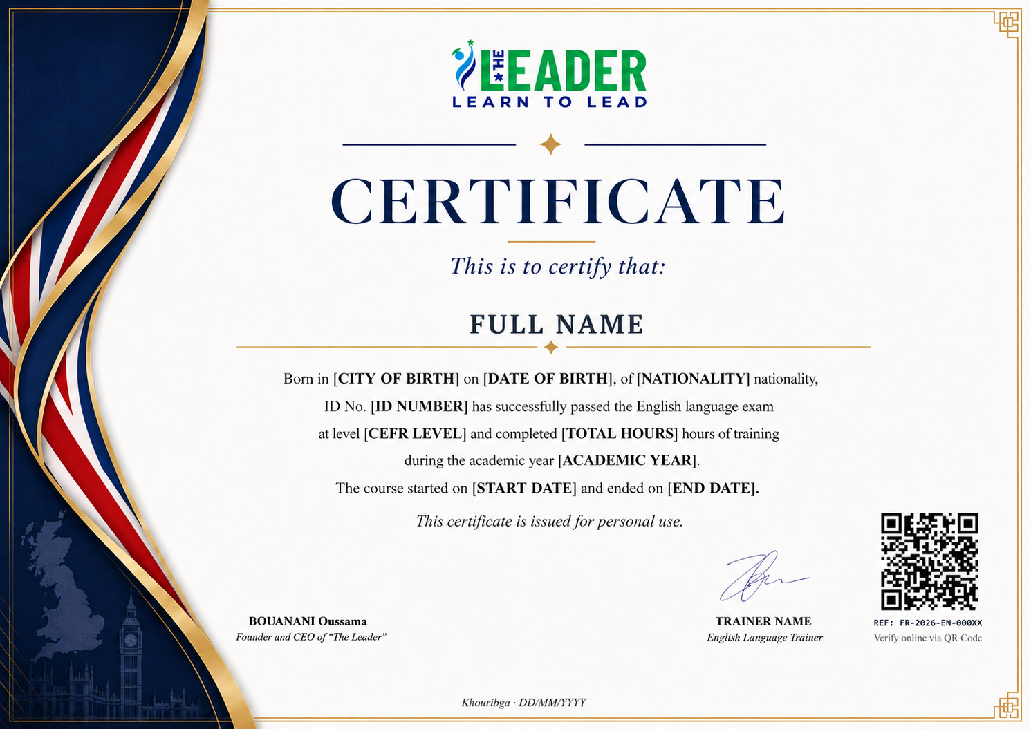 Aperçu du certificat de réussite